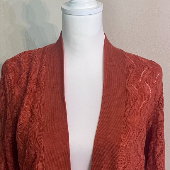 89th & Madison Orange Open Knit Cardigan in Small - Picture 11 of 13